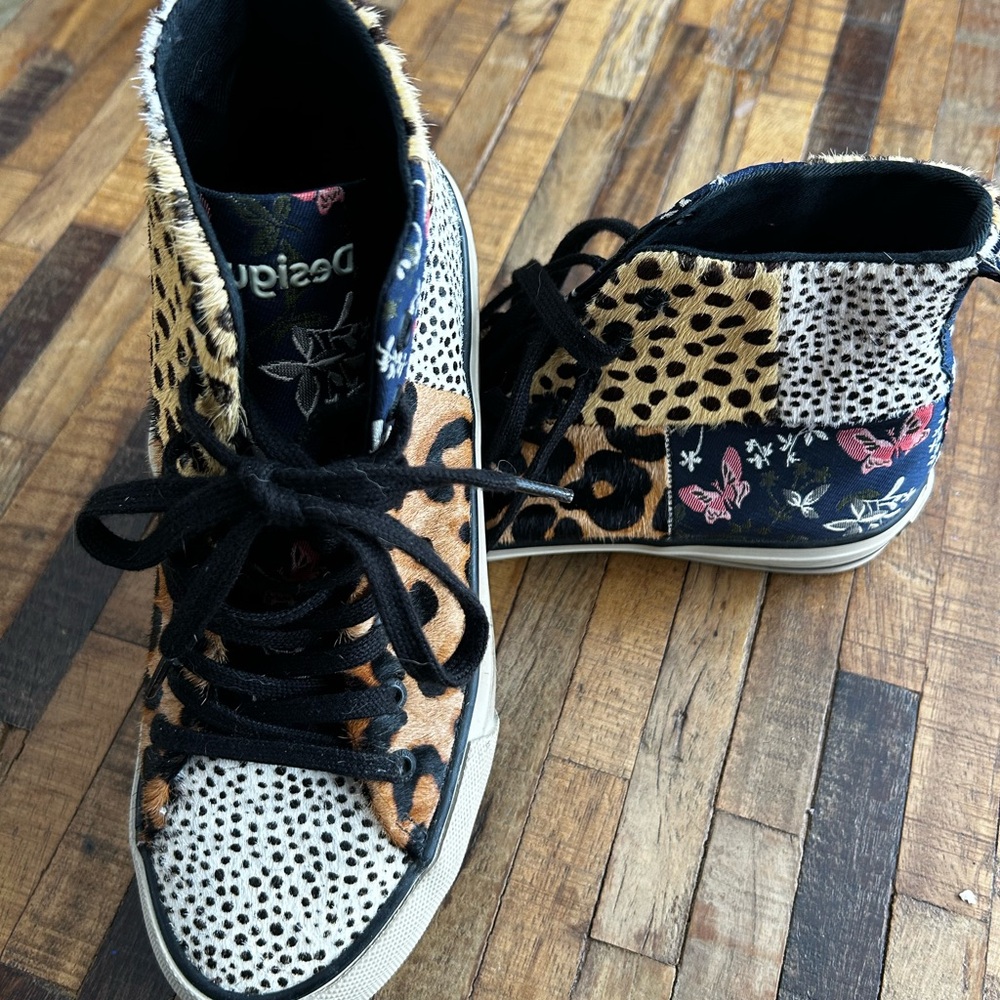 Desigual Animal Print High-Top Sneakers